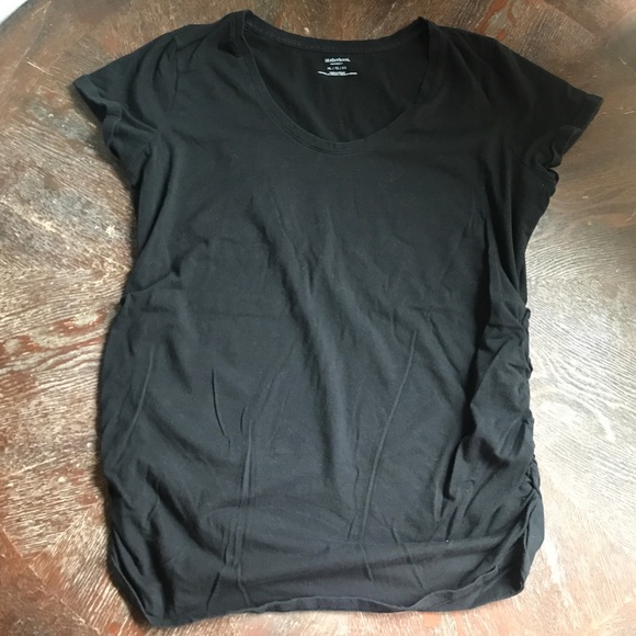 LMotherhood maternity Black ruched Crewneck T-shirt - Picture 2 of 4